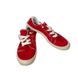 J. Mark Red White Stretchy Casual Preppy Slip On Sneaker Shoes Size 8.5
